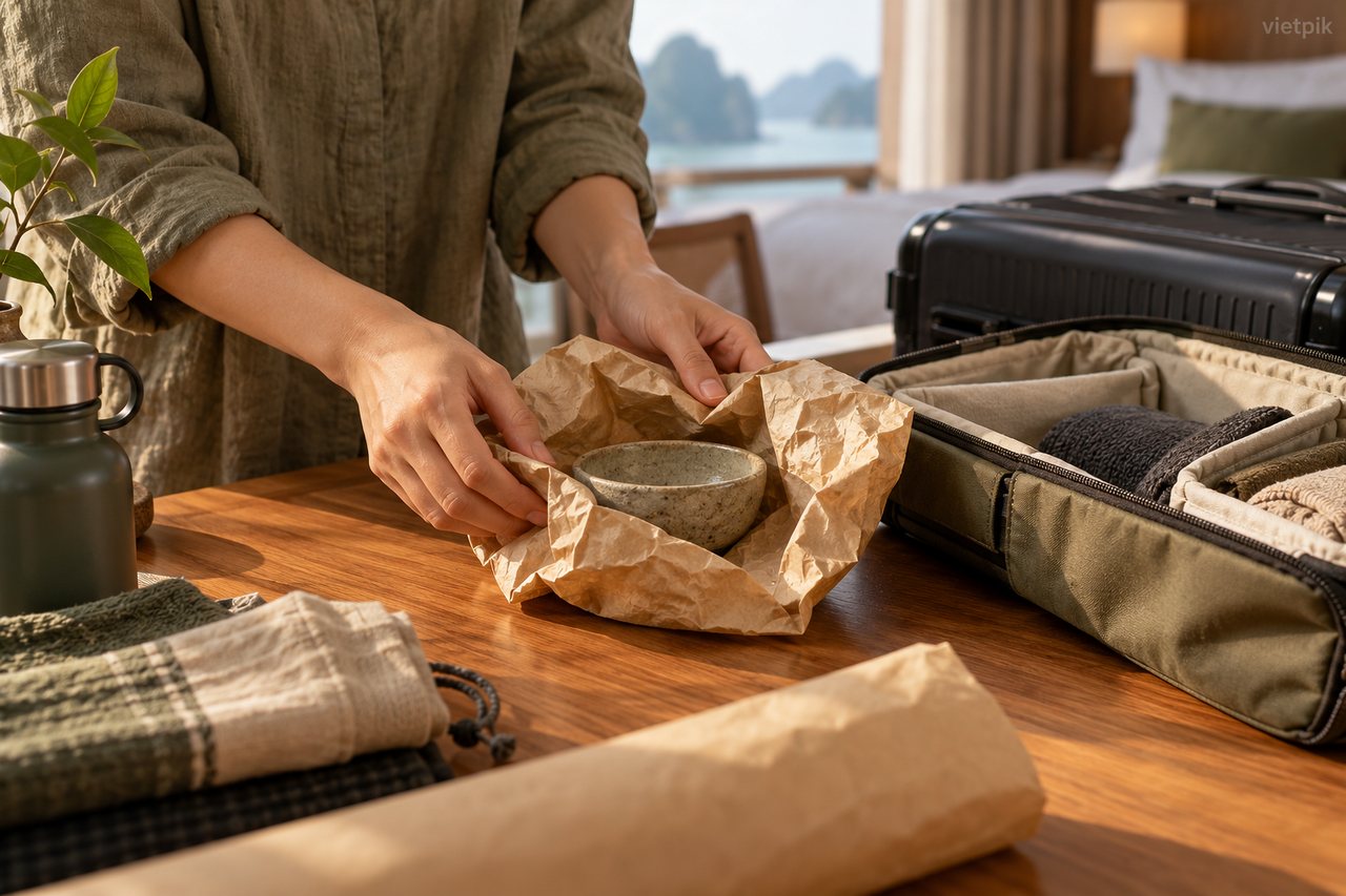 An object being protected with paper for packing