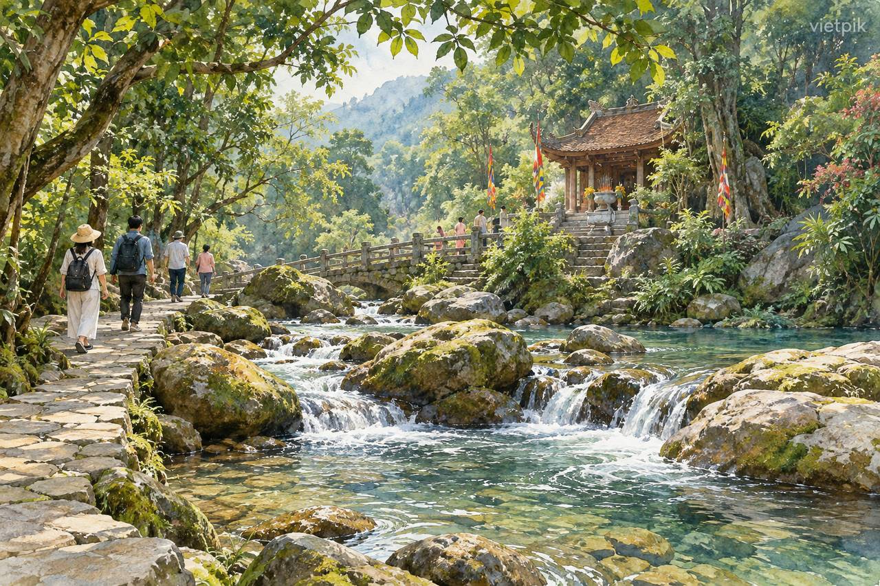 Conceptual forest stream and sanctuary landscape