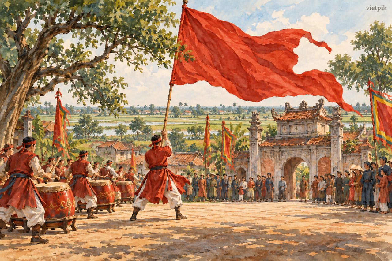 Gióng at Phù Đổng: reading the festival through its flags