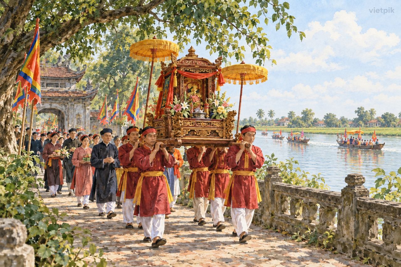 Concept of a procession remembering a female folk heroine