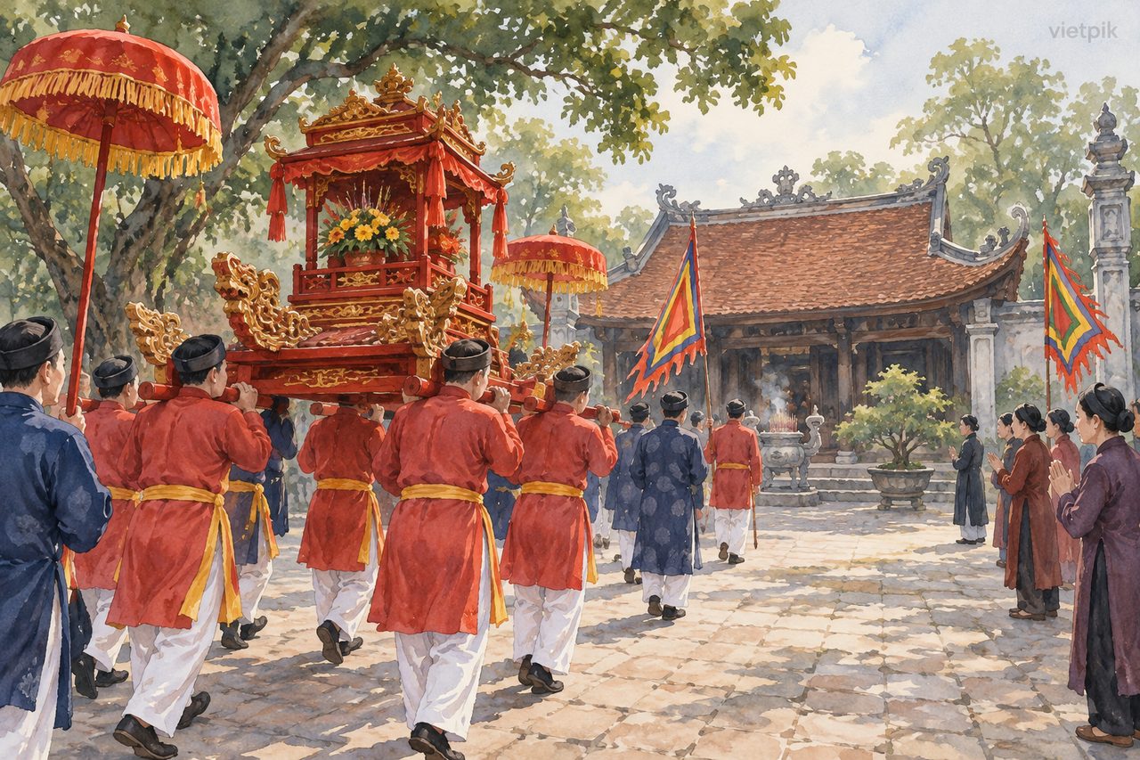 Concept of a northern Vietnamese commemorative procession
